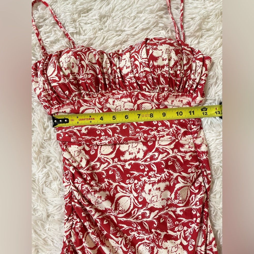 Kenneth Cole Resort Swim Dress One Piece Swimsuit Skirt Ruffle Floral Red S - Picture 9 of 11